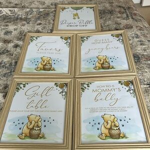 Winnie the Pooh Baby Shower Signs in frames
